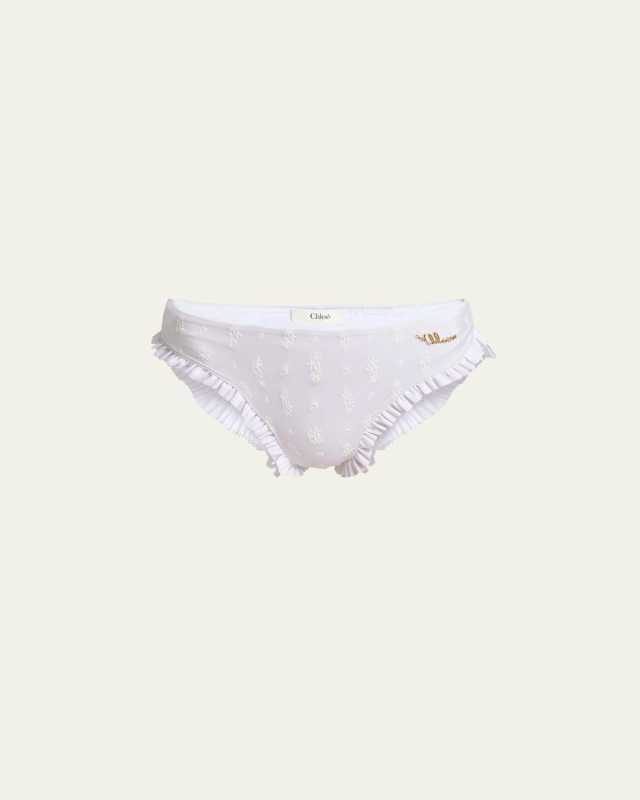 Ruffle-Trim Eyelet Bikini Bottoms